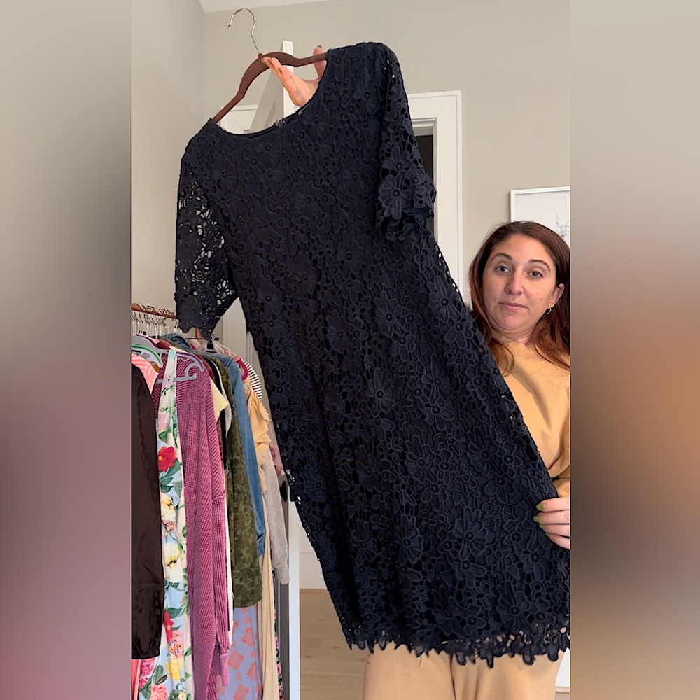 Navy Lace Crochet Dress